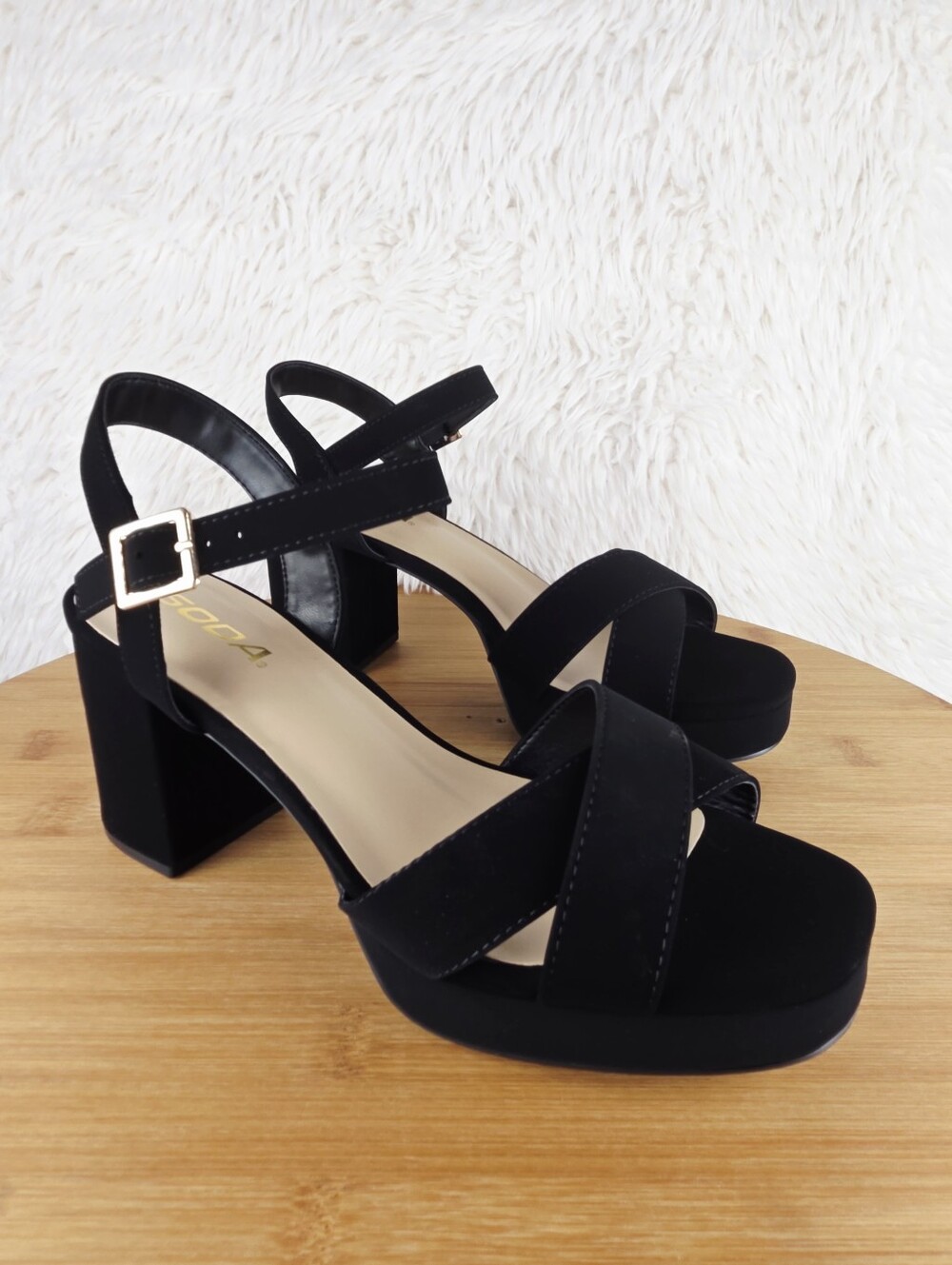 WOMEN'S CHUNKY BLOCK HEEL (MANNER-S BLACK SUEDE)